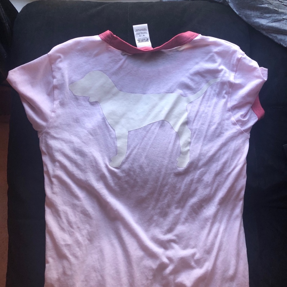 Baby pink PINK brand shirt with logo on back